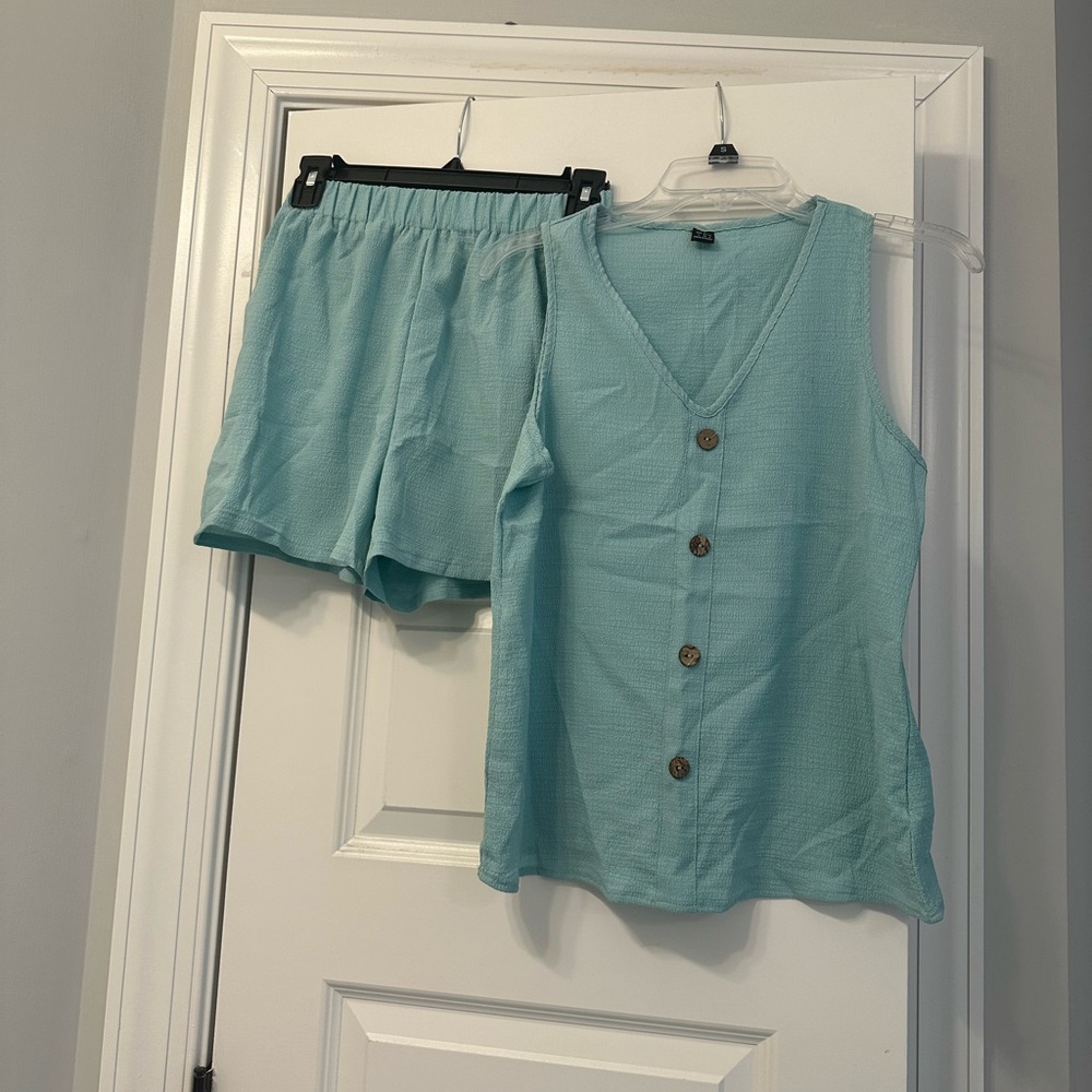 SHEIN Light Blue Women's Shorts Set (NEW)